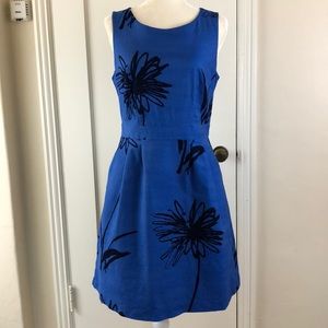 Boden blue textured graphic floral print dress